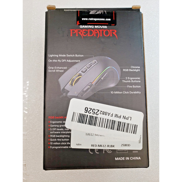 Redragon M612 Predator RGB Gaming Mouse, 8000 DPI Wired Optical Mouse - Picture 6 of 10